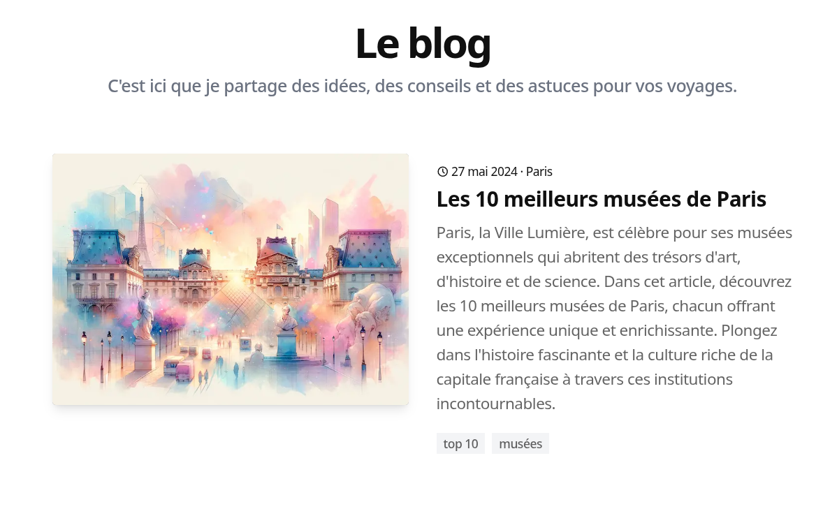 Travel blog website POC